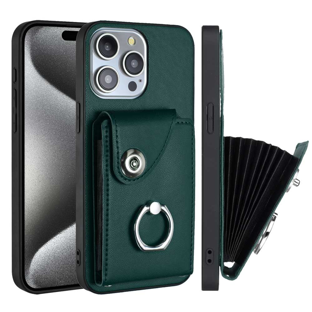 TECH CIRCLE For iPhone 12 Mini Wallet Case with Card Holder,360°Rotation Finger Ring Holder Kickstand Protective RFID Blocking PU Leather Flip Cover for Apple iPhone 12 mini 5.4" 2020,Green