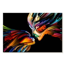 Elephant Stock Love Abstract Wall Art - Horizontal Canvas Wall Art - Living Room Wall Decor - People Canvas - Black And Orange Decor - 12" x 8"