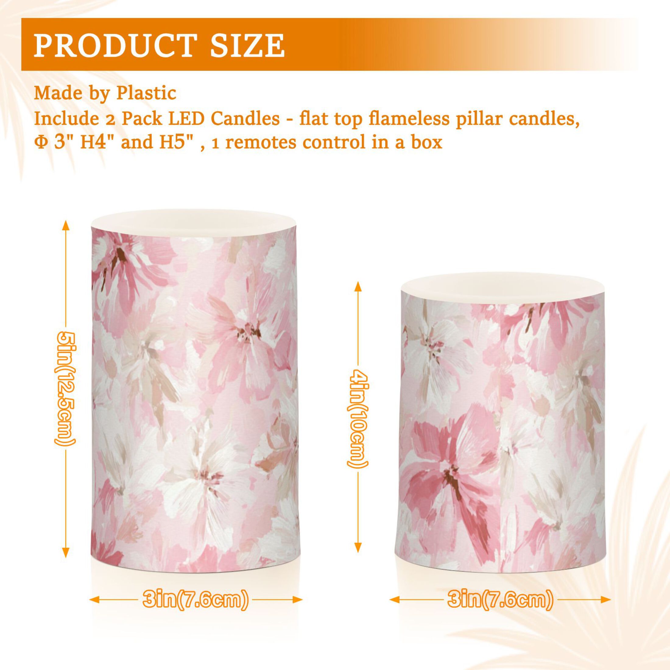 Pink Blossoms Bows Flickering Flameless Candles LED Tealight Battery Operated with Remote Set of 2 Holiday Decor Ornaments