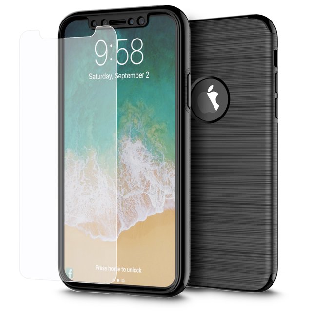FOR IPHONE XS/X FULL HYBRID SILK W/ FRAME & TEMPERED GLASS PROTECTOR LUXMO No