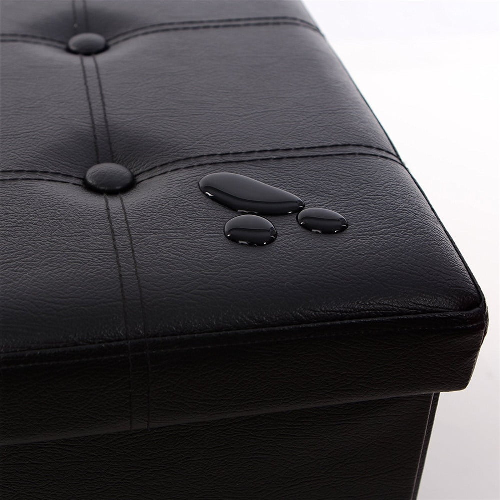 Ottoman with Storage, Rectangle Leather Ottoman Footrest Foot Stool, Folding Ottoman for Room
