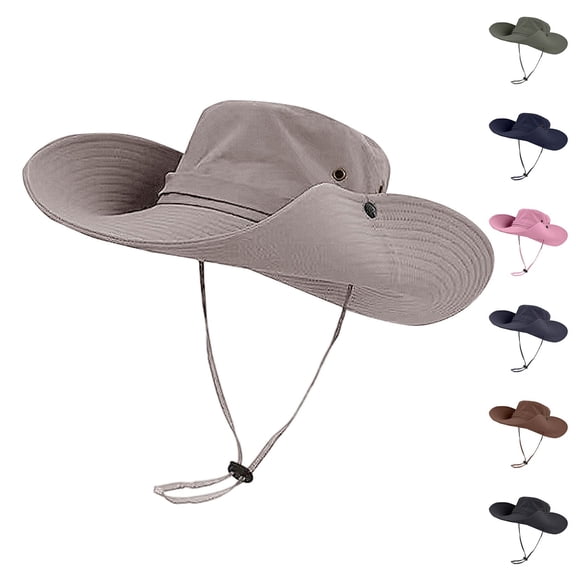 Helii UPF 50 Boonie Hat for Men Women Foldable Wide Brim Sun Hat, Breathable Lightweight Bucket Hat with Chin Strap for Fishing Hiking Safari Camping Outdoor Coffee,A