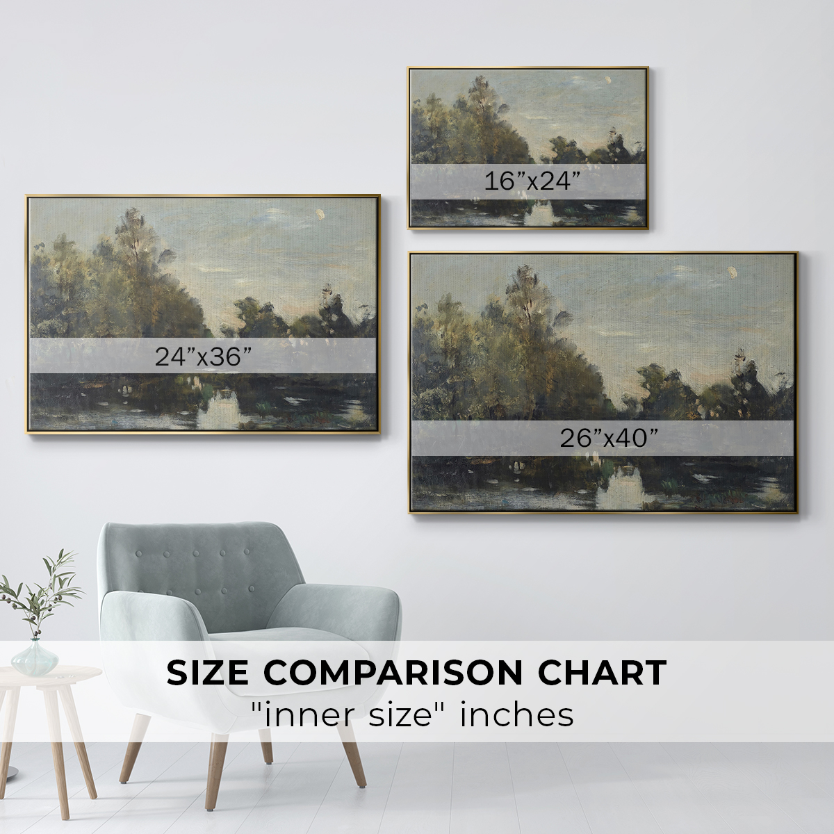 Vintage Landscape-CCCXCV By Wexford Home Framed in Gold Wood Gallery Wrapped Canvas 17 in. x 25 in.