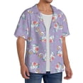 thumbnail image 2 of Gukieu Swan With Stars Print Men's Short-sleeved Shirts, Button-down Pocket Shirts, T-shirts, Beach Vacation Travel Summer Clothing-Medium, 2 of 5