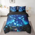 thumbnail image 2 of YST Blue Butterfly Bedding Set, Neon Gradient Glowing Butterflies Comforter Set, 7-Piece, Magic Jungle, Twin Size, 2 of 4