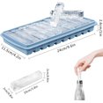thumbnail image 2 of (Juego de 2, azul) Paquete de 2 bandejas de silicona para cubitos de hielo, fácil liberación, apilables con tapa, 10 cavidades, ideal para deportes y botellas de agua, 2 of 5