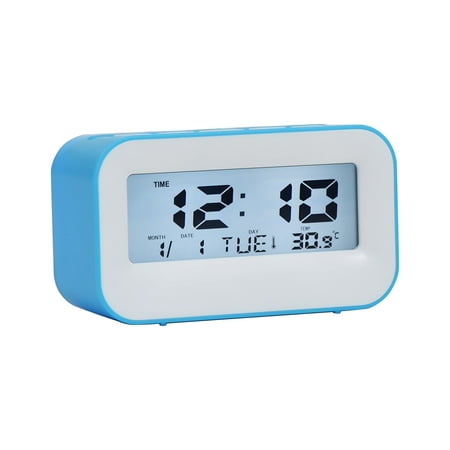 Simple Digital Alarm Clock with White Backlight, Multi-function Electronic Clock with Perpetual Calendar, Clear Display Desktop Timepiece for Daily Wake-up, Home and Office Desktop Use