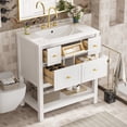 thumbnail image 3 of 30-Inch Bathroom Vanity with Ceramic Sink Solid Wood MDF Construction and 5 Drawers for Bathroom, 3 of 7