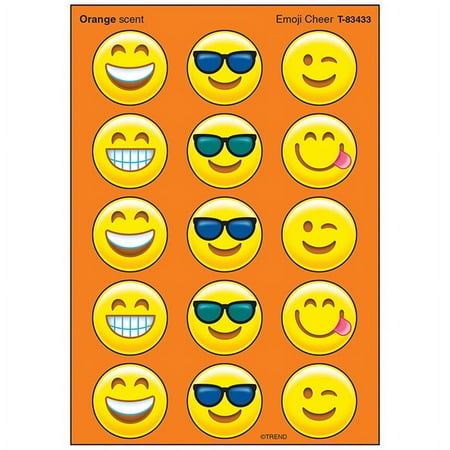 UPC: 0078628834338 | Trend Enterprises Emoji Cheer Orange Scent Stickers Assorted Colors 60 Stickers/Pack 6 Packs/Bundle