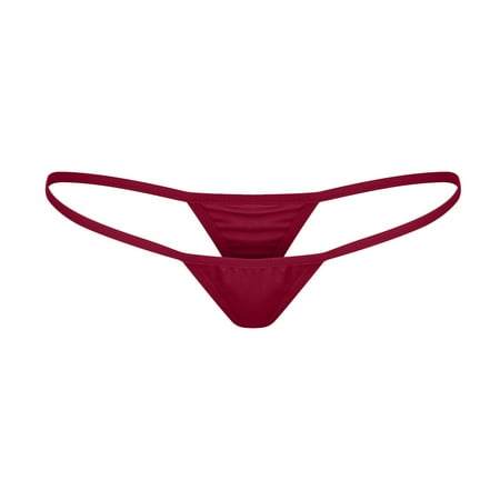 BYHONG Women Lace V-string Briefs Panties Thongs G-string Lingerie Underwear Underwear Wine M