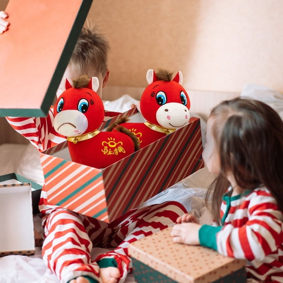 2026 Year of the Horse Plush Toy Chinese Lunar New Year Mascot Crying Horse Figurine Lucky Ornament for Home Store Tabletop(Crying Horse-7.8In)