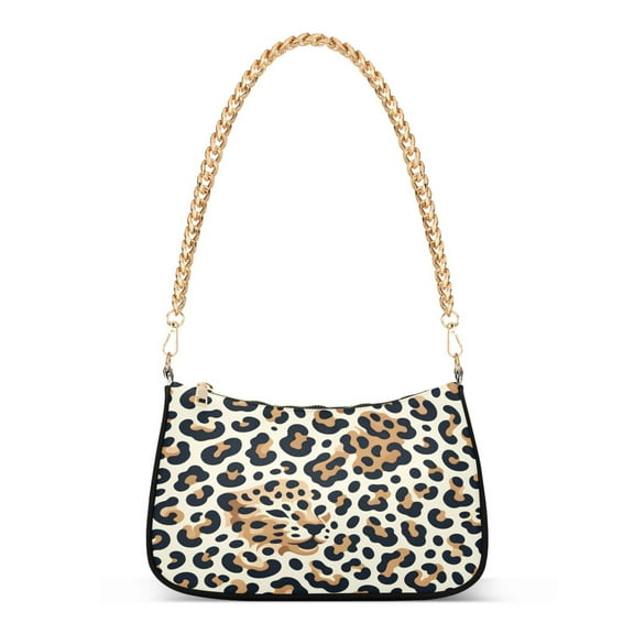 Ryvnso Leopard Brown Womens Chain Shoulder Bag Tote Handbags Clutch Hobo Purse with Zipper for Travel