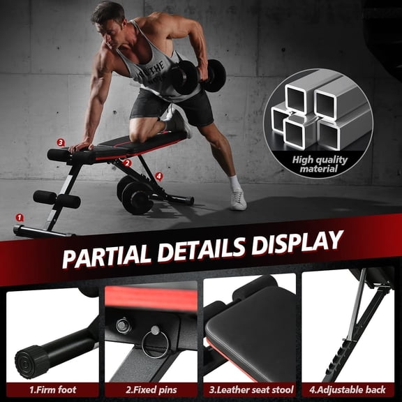 Adjustable Weight Bench for Home Gym - 880 lbs Capacity, Incline Decline Strength Training