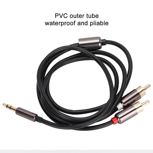 3.5mm Male to 2Male Audio Adapter Cable Y Splitter for CD Player, TV, MP3 - 1m Length, PVC Outer Tube, Connector Protectors