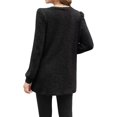 thumbnail image 5 of Women's Knitted Mid-Length Coat Round Neck Solid Color Pocket Warm Pullover Sweater 02-Black L, 5 of 5