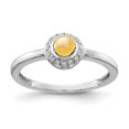 thumbnail image 4 of 14K White Gold Plated Diamond & Cabachon Citrine Ring Size 7, 4 of 5