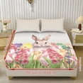 thumbnail image 2 of Jiueut Rabbit Mushroom Tulip Print 3 Pieces King Size Fitted Sheet Set, Easy to Wash Bedroom Sheet Set 2 PCS Wirnkle Free Pillowcase Soft Fitted Sheet with 9.8" Deep Pocket, Easter's Day Decor, 2 of 7