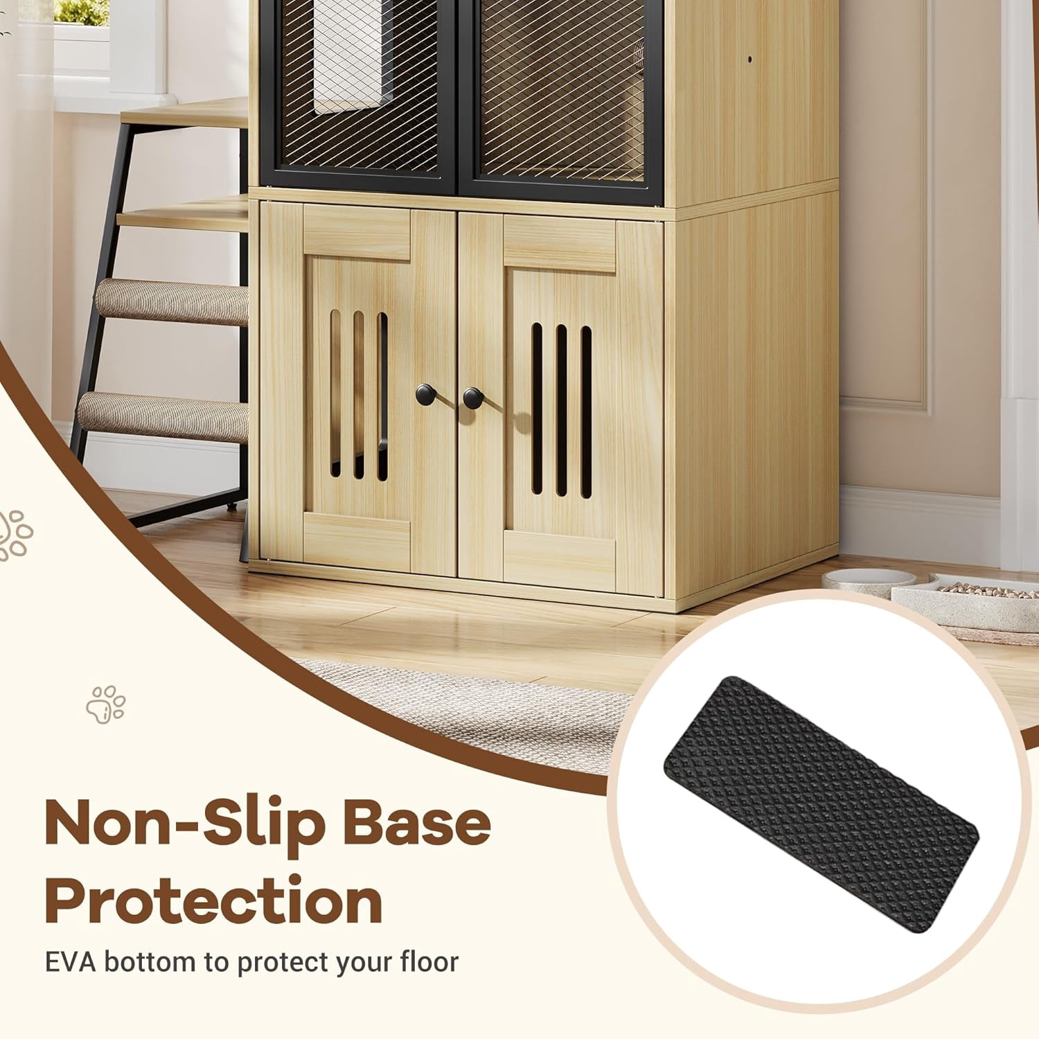 Cat Litter Box Enclosure for 2 Cats and Doors,Double Cat House with Storage Space,Enclosed Litter Box Furniture with Ladder