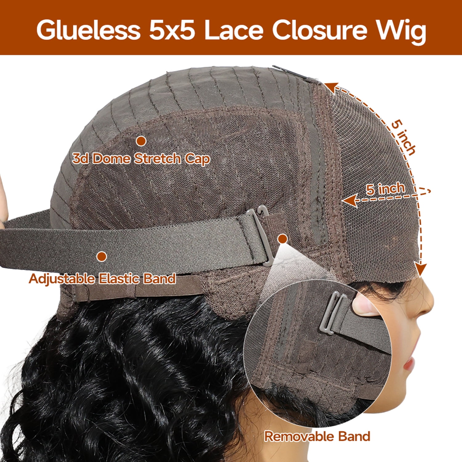 Ali Grace Wear and Go Glueless Wigs Human Hair Pre Plucked Pre Cut Lace 180% Density 5x5 HD Transparent Lace Closure Wigs No Glue Water Wave Lace Front Wigs 3 Seconds for Beginners 28 Inch
