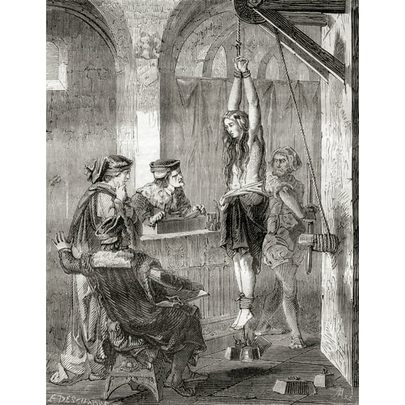 La Torture d'Une Femme Accusée de Sorcellerie au Moyen Ge. From les Merveilles de la Science, Published C.1870 by Ken Welsh / Design Pics (26 x 34)