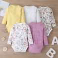 thumbnail image 2 of 5 Pcs/set Baby Infant Toddler Cotton Long-sleeve Bodysuits 3-24 Months Cute Baby Girl Romper Clothes Sets,C,9-12 Months, 2 of 4