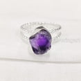 thumbnail image 2 of Natural Amethyst Ring, Rough Amethyst Gemstone Ring, Feb Birthstone, Twist Dual Band, 925 Sterling Silver, Womens Ring, Christmas, Thanksgiving, Handmade, Statement Jewelry, Rough Gemstone Jewelry, 2 of 6