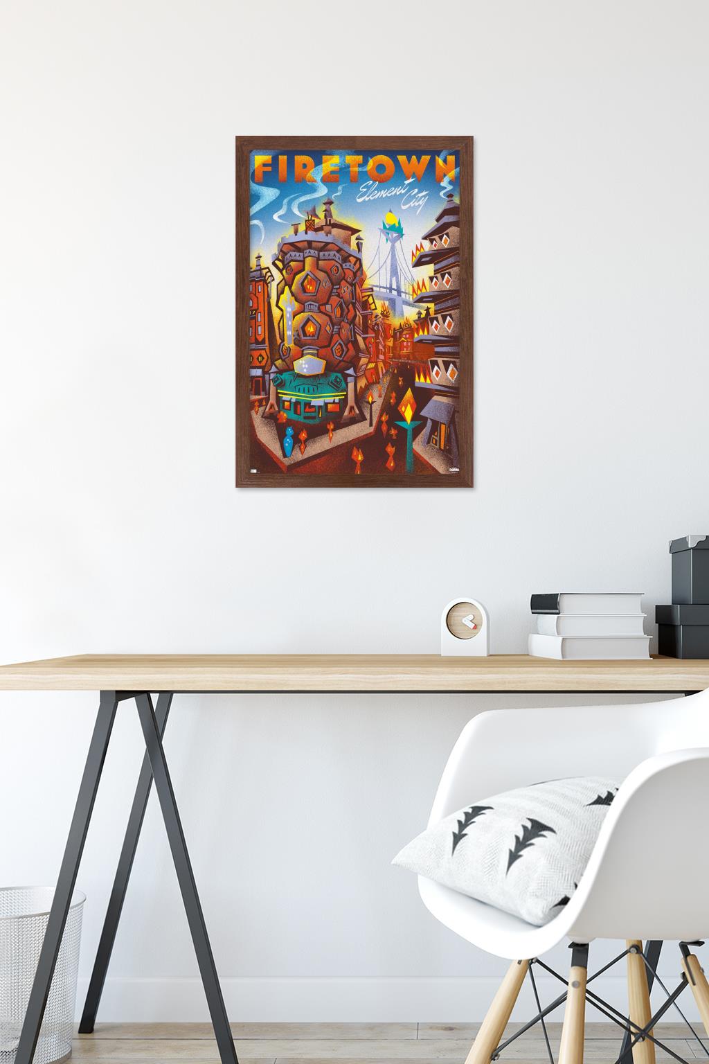 Disney Pixar Elemental - Firetown Wall Poster, 14.725" x 22.375" Framed