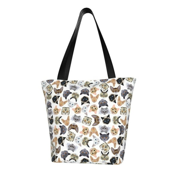 Defioc Cute Cats Print Tote Bag for Women,Shoulder Bag with Zipper Casual Tote's Handbag Big Capacity Shoulder Bag with Inner Pocket Fit for Shopping,Office,Travel