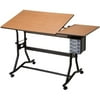 Alvin Split-Top Drafting Drawing and Art Table Black Base Cherry Woodgrain Top