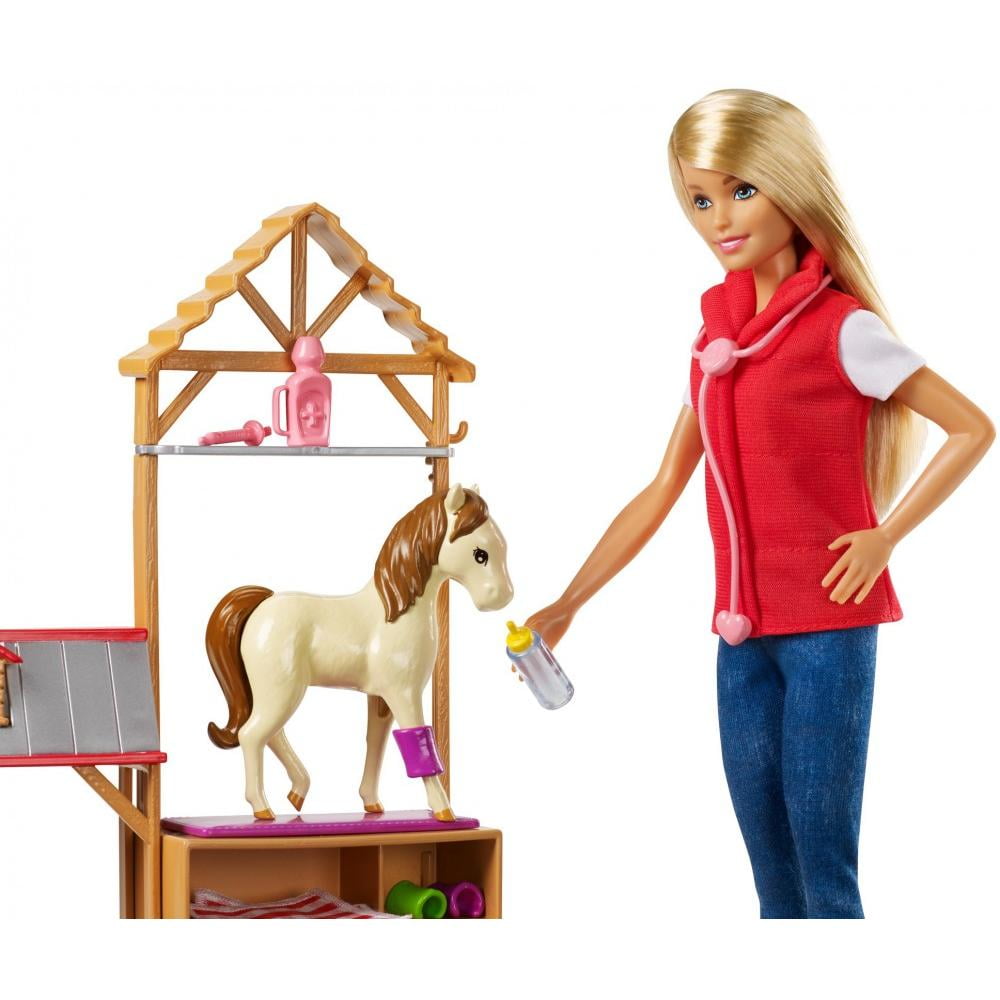 barbie farm vet doll playset
