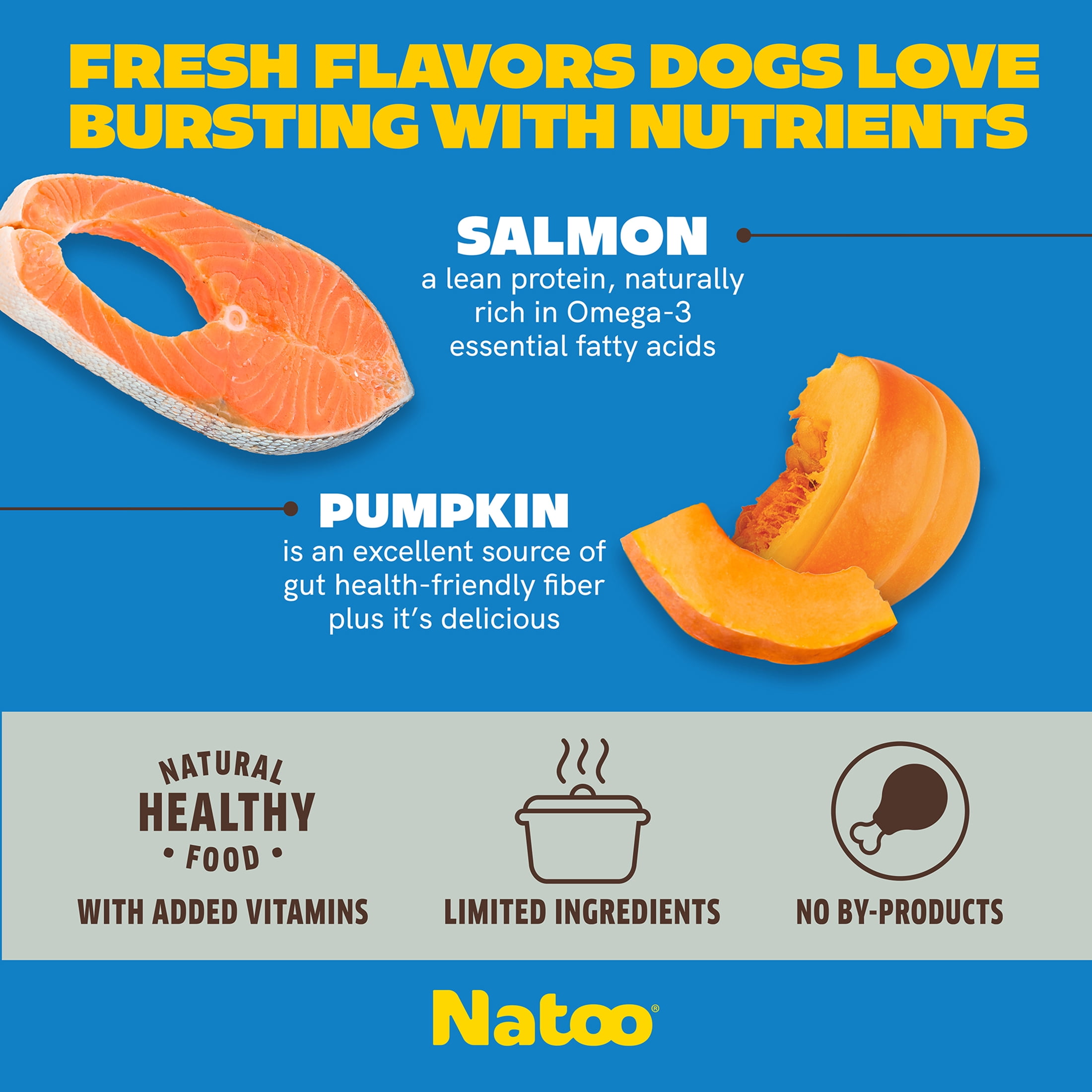 NATOO Dog Food Topper for Picky Eaters & Dog Treat (Salmon & Pumpkin), Dog Toppers for Dry Food, Wet Meal Toppers for Dogs & Puppies, Limited Ingredient Dog Food, (Case of 20) 3 oz Each