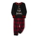 thumbnail image 4 of Pijamas navideños familiares a juego: camisetas de manga larga con estampado de letras y copos de nieve y pantalones a cuadros., 4 of 8