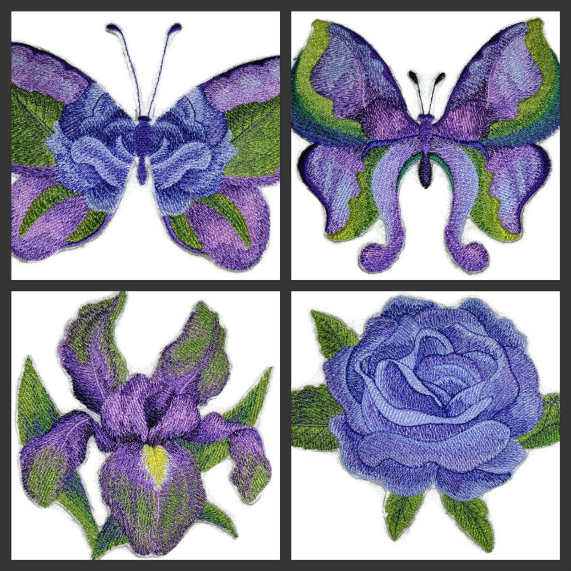 BeyondVision Custom and Unique Water Color Blooms and Butterflies [Watercolor Iris Butterfly] Embroidered Iron on/Sew patch [5.3" 4.85"]