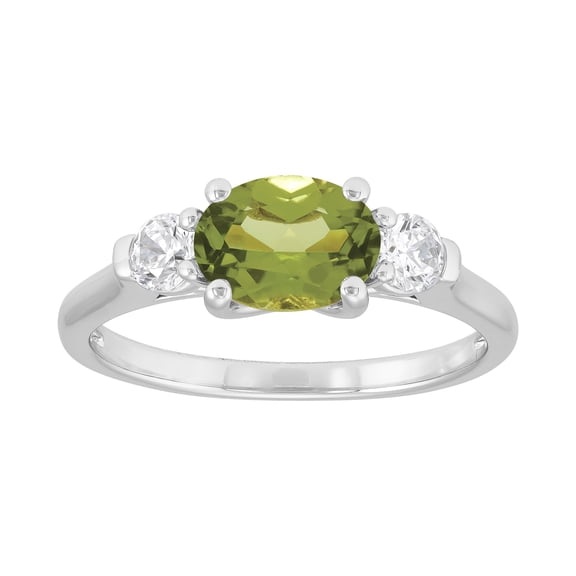 Brilliance Fine Jewelry Oval Peridot and White Cubic Zirconia Ring in Sterling Silver