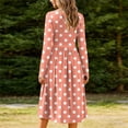 thumbnail image 6 of Hanen Women Floral Long Sleeve Crewneck Midi Dress, Loose A-Line Swing Flare Tshirt Dress with Pockets, Lightweight Casual Summer Fall Vacation Church Semi-Formal Outfit, 6 of 7