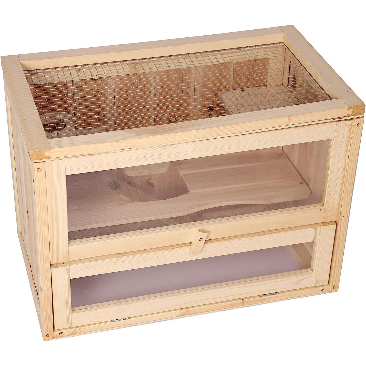 Visual Reference: Bilot 2 Tier Hamster Cage Deluxe Wooden Hut Small Animal