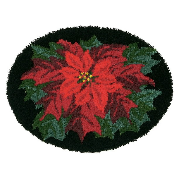 Mary Maxim Poinsettia Oval Latch Hook Rug Kit