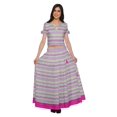 thumbnail image 2 of Moomaya Printed Cold Shoulder Cotton Crop Top Skirt Set Party Wear Ethnic Set, 2 of 6