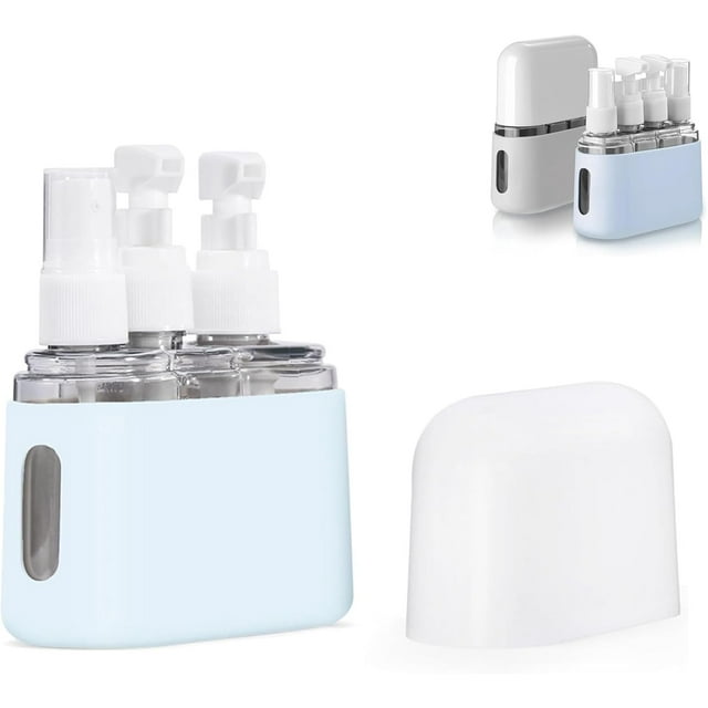 Mini Shampoo Dispenser Portable Travel Bottle Set, Mini Dispenser Portable Travel Set, Leak Proof Pump Bottles Containers Travel Size, Reusable Travel Bottles for Toiletries (Blue, 3 in 1)