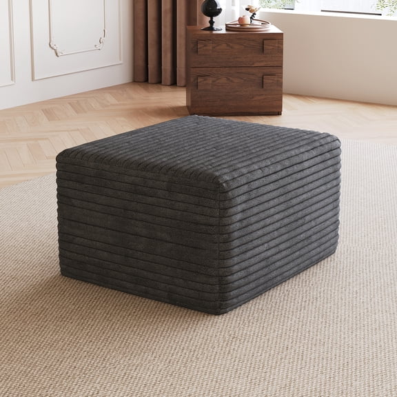 Plush Corduroy Sofa Ottoman, No Assembly Required Modular Cloud Footrest Bench for Living Room Bedroom Apartment