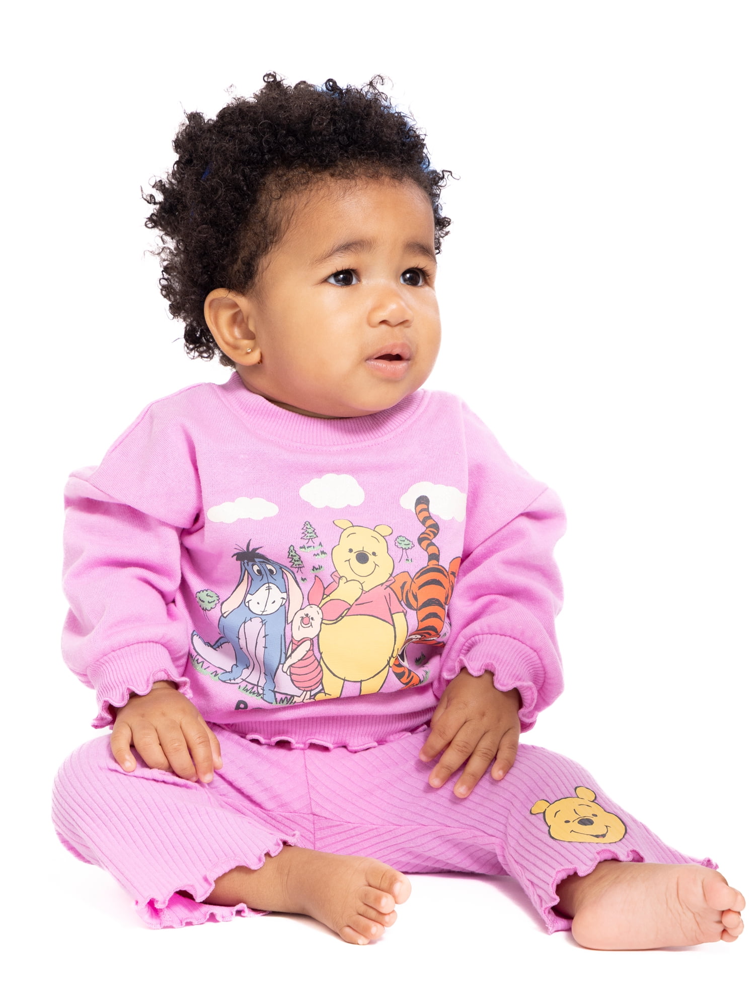 Winnie the Pooh Baby Girls Graphic Sweatshirt and Flared Leggings, 2-Piece, Sizes 0M-24M