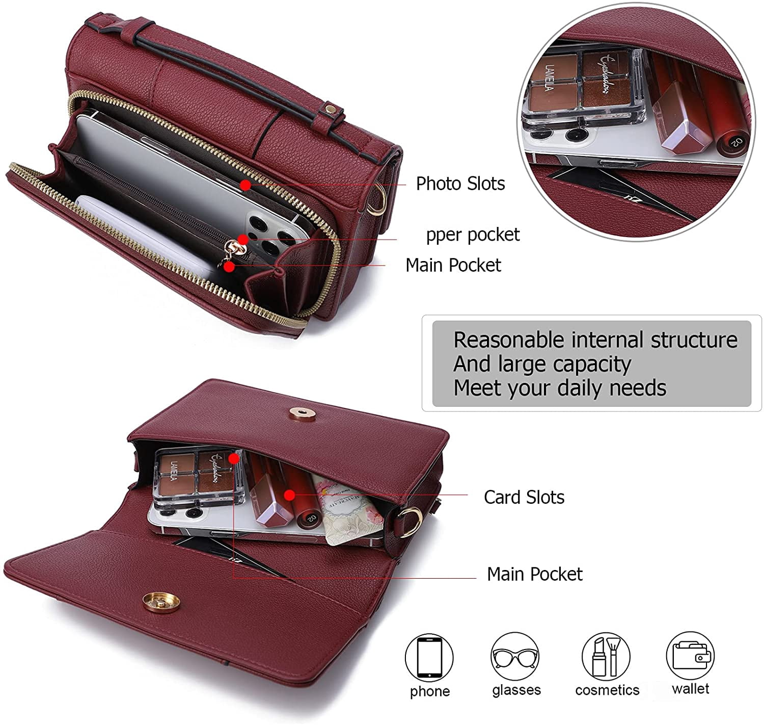 Small Crossbody Handbag for Women, Lightweight Shoulder Messenger Bag Clutch Purse Top Handle Phone Bag
