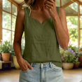 thumbnail image 4 of Noric Women's Cotton Linen Sleeveless Tank Top Scallop V-Neck Loose Fi Casual Summer Basic Tops, 4 of 6
