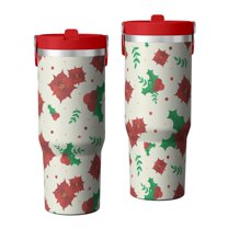 Christmas 30oz Handheld Travel Tumbler with Handle – Double Wall Stainless Steel Insulated Cup, Flip Straw Lid, Leak-Proof & BPA-Free for Hot and Cold Drinks – Durable Coffee & Juice Mug Black