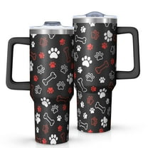 OBREWU Paw Prints and Bones Tumbler with Handle and Lid,Paw Prints and Bones 40oz Double Wall Vacuum Insulated Tumbler,Cups Gift for Women and Men