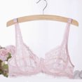 thumbnail image 2 of QHFBli Women Plus Size Floral Lace Underwire Bra, Thin Cotton Cup Adjustable Shape Bra, Side Support Hide Armpit Comfort Bras Pink 75D, 2 of 9