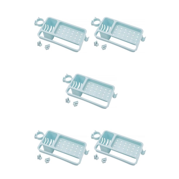 Wosthever Estante de drenaje Estante de almacenamiento desmontable Organizador de plástico ajustable para cocina de baño, azul Azul 5Conjunto