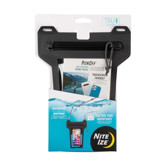 Nite Ize Runoff Waterproof Phone Pouch with Lanyard and TRU Zipper, IP67 Universal Waterproof Case for iPhone 11/11 Pro Max/Xs Max/XR/X/8/8P Galaxy, Charcoal