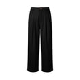 thumbnail image 3 of XPMWRP Women's High Waist Pleated Wide Leg Capri Pants Button Closure Casual Loose Trousers with Pockets Stretchy for Work Black XL, 3 of 5