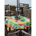 thumbnail image 2 of Outdoor Tablecloth with Umbrella Hole for Patio/Picnic/Party/Camping, Turquoise Summer Pineapple Waterproof Table Cloth Round Cover Washable, Tropical Lemon Fruits Leaves (Dia 60"), 2 of 8